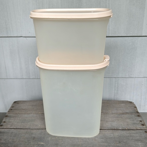 Set of 2 Vintage Tupperware Modular Mates® Oval 4 and 2 Pink Ivory Rose Pour All - Picture 6 of 6